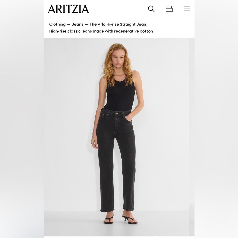 Aritzia Denim Forum Arlo Black High-Rise Straight Jeans